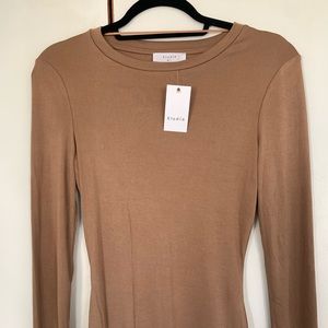 ELODIE Ribbed Crew Neck Long Sleeve Body Suit